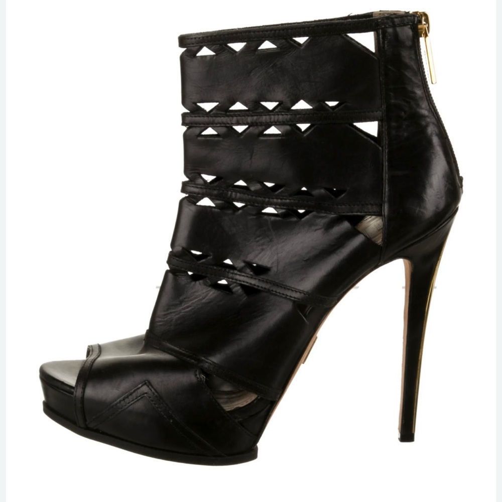 Herve Leger Lilah Zip back peep toe boots heels in 40.5- US -10